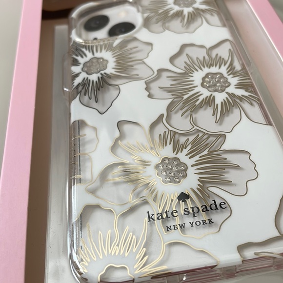 Kate Spade iPhone 13 clear transparent gold silver floral phone case new NWT - Picture 6 of 13
